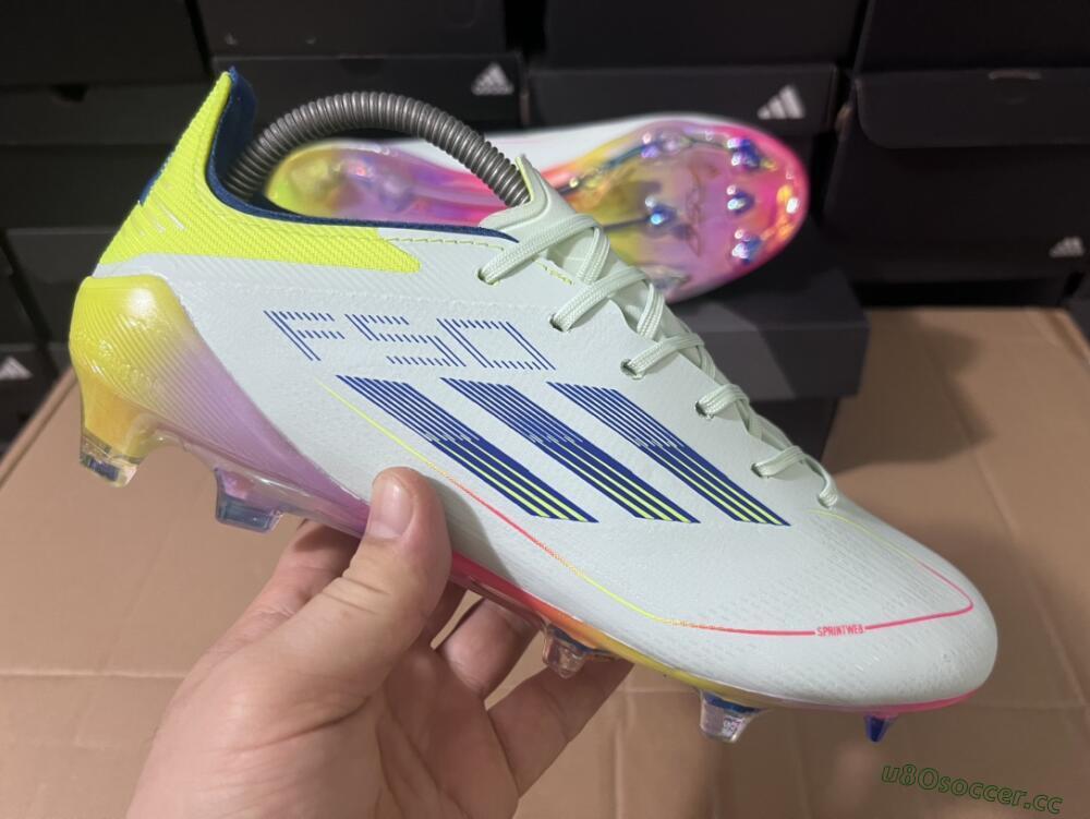 Men's Adidas F50 Elite FG Firm Ground Low-Tops Football Boots - Blue/Pink/Yellow
