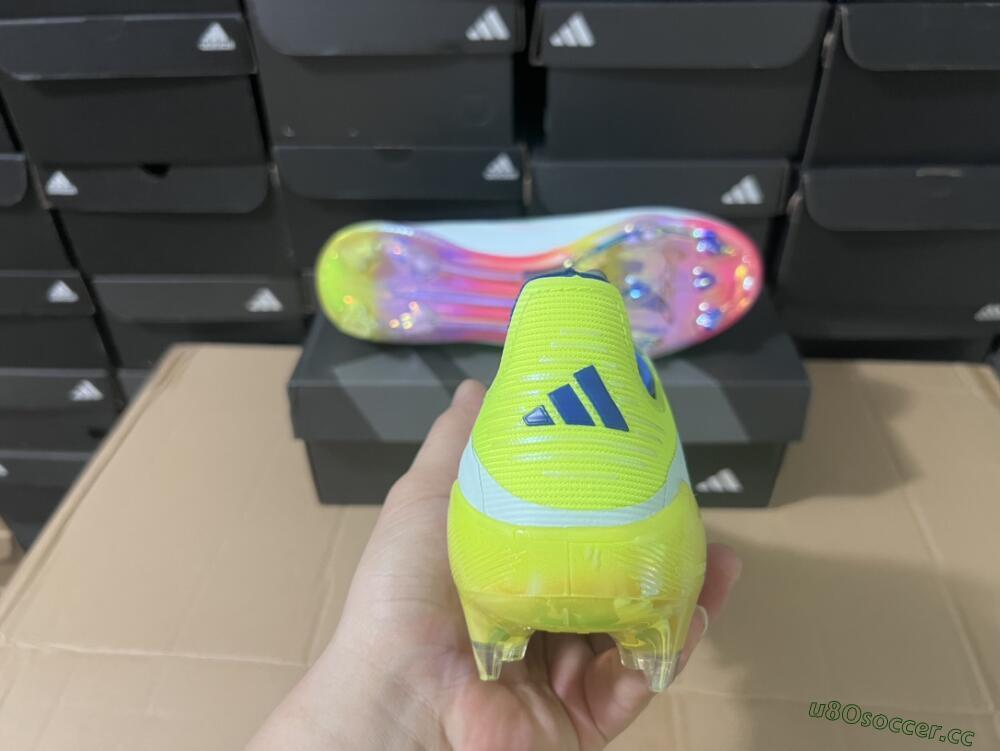 Men's Adidas F50 Elite FG Firm Ground Low-Tops Football Boots - Blue/Pink/Yellow