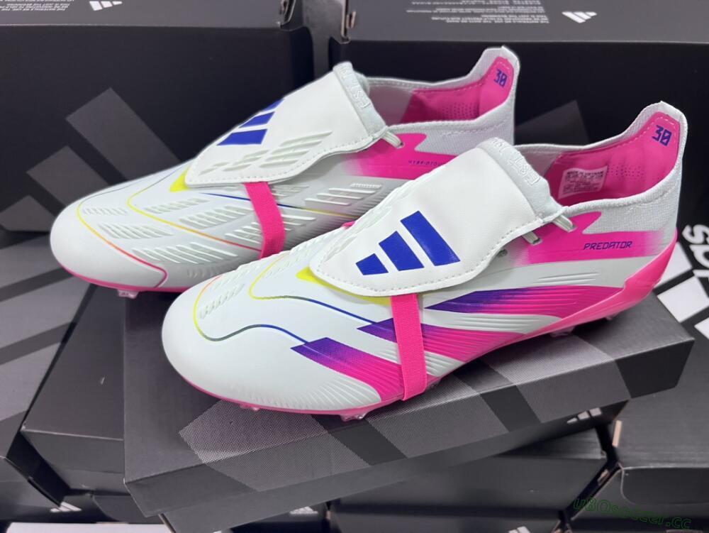 Men's Adidas Predator Accuracy+ Laceless FG Firm Ground Low-Tops Football Boots - White/Pink/Purple