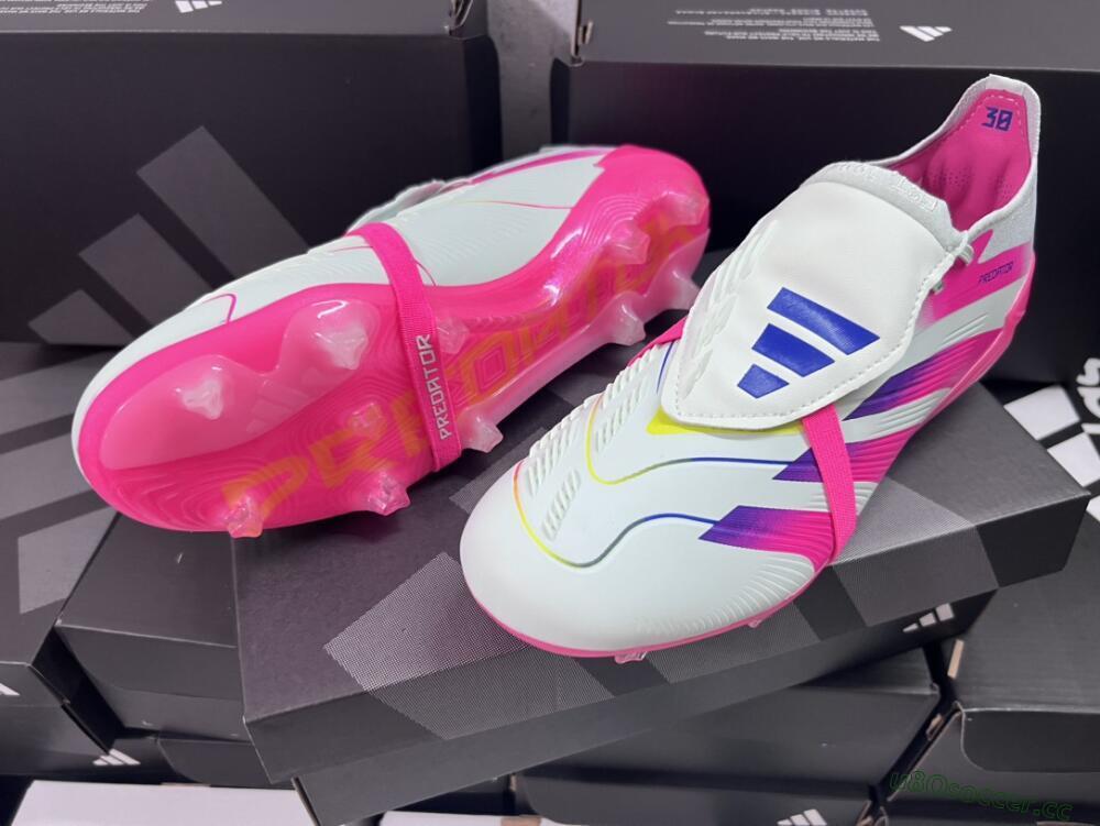 Men's Adidas Predator Accuracy+ Laceless FG Firm Ground Low-Tops Football Boots - White/Pink/Purple