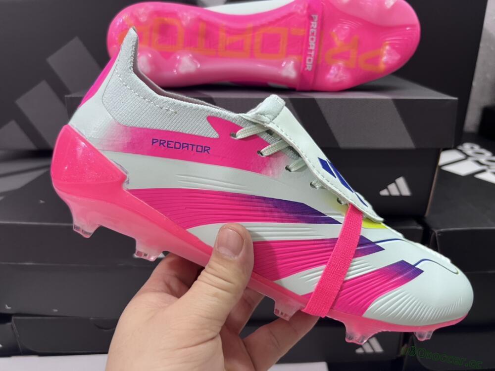 Men's Adidas Predator Accuracy+ Laceless FG Firm Ground Low-Tops Football Boots - White/Pink/Purple