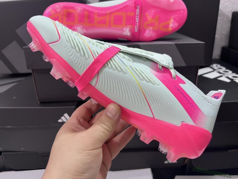Men's Adidas Predator Accuracy+ Laceless FG Firm Ground Low-Tops Football Boots - White/Pink/Purple