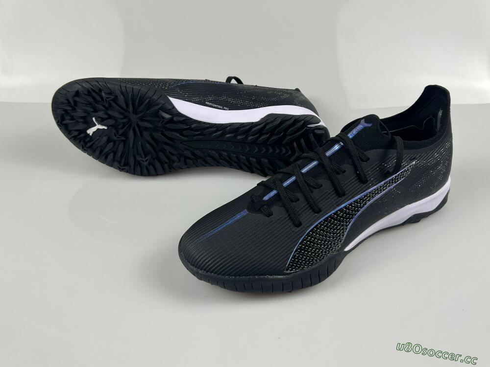 Men's Puma Ultra 5 Ultimate TF Artificial Turf Low-Tops Football Shoes - Black/Blue/White