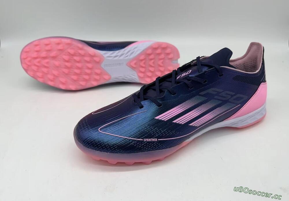 Men's Adidas F50 Elite TF Artificial Turf Low-Tops Football Shoes - Blue/Pink/White