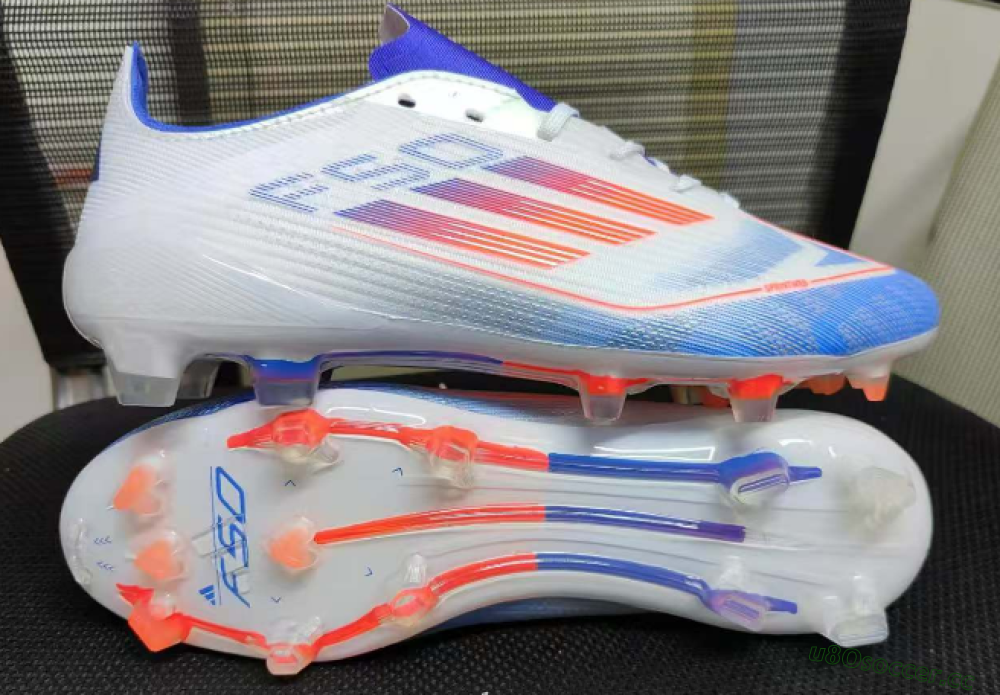 Men's Adidas F50 Elite FG Firm Ground Low-Tops Football Boots - Blue/Red/Beige