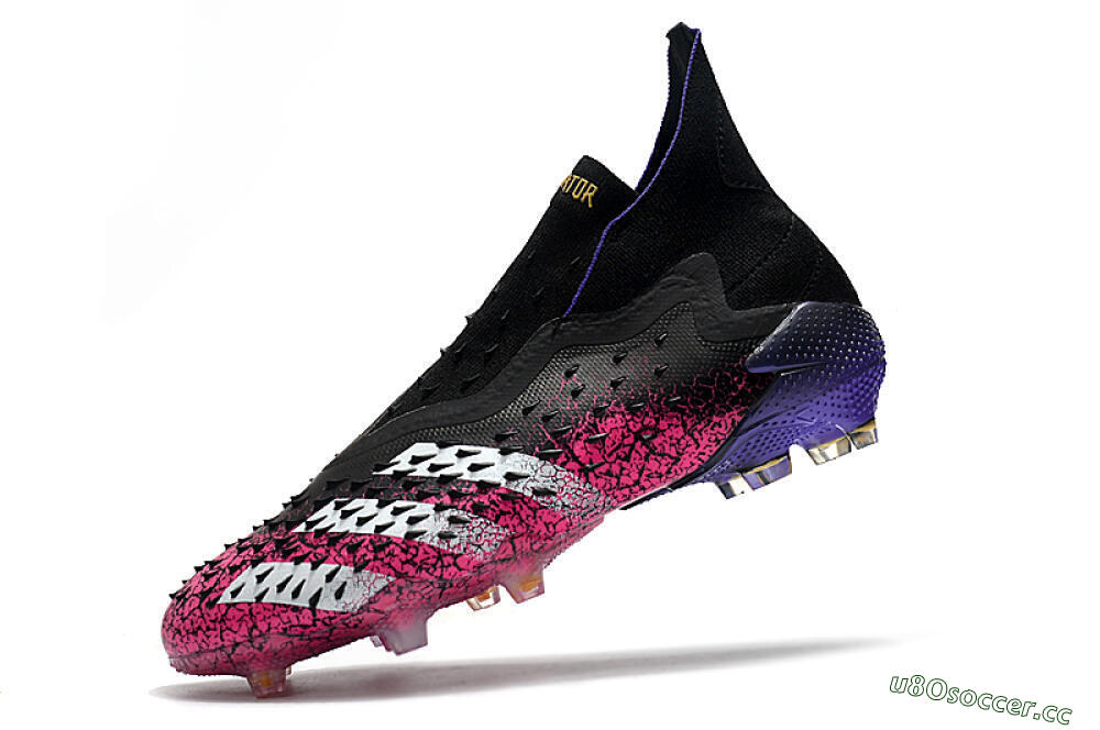 Men's Adidas Predator Freak+ Laceless FG Firm Ground High-Tops Football Boots - Black/White/Red 5