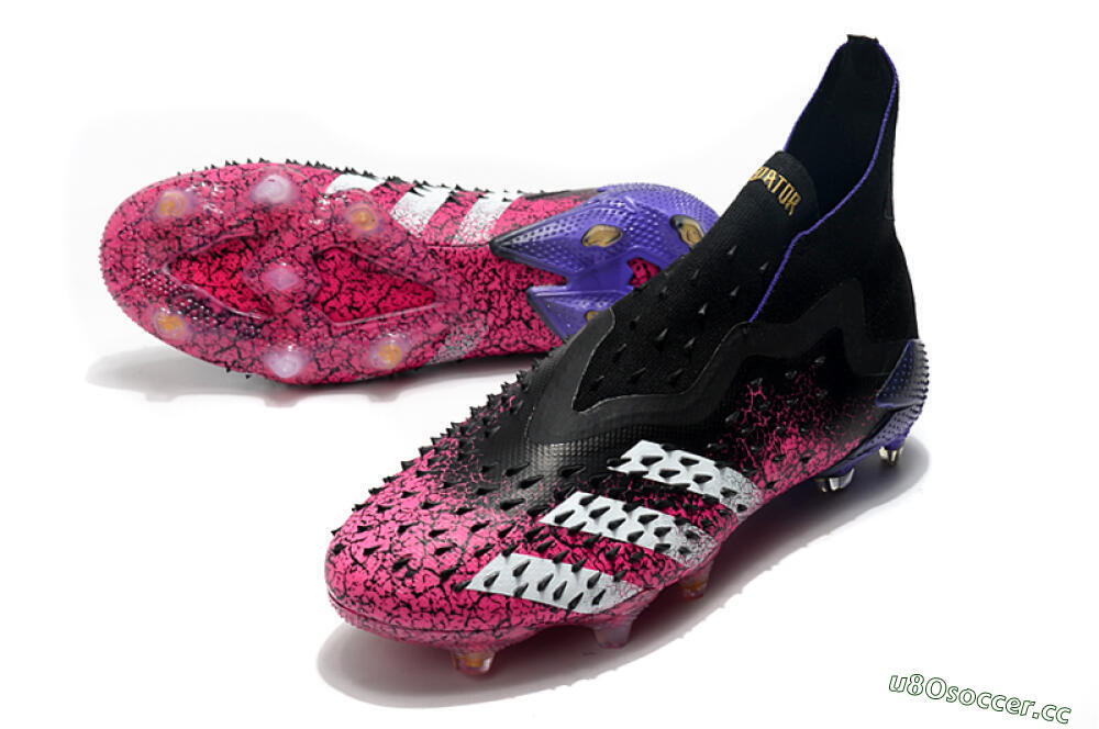 Men's Adidas Predator Freak+ Laceless FG Firm Ground High-Tops Football Boots - Black/White/Red 3