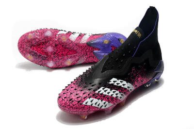 Men's Adidas Predator Freak+ Laceless FG Firm Ground High-Tops Football Boots - Black/White/Red