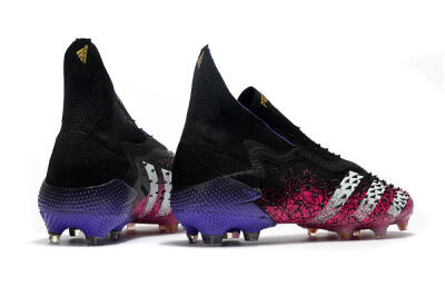 Men's Adidas Predator Freak+ Laceless FG Firm Ground High-Tops Football Boots - Black/White/Red
