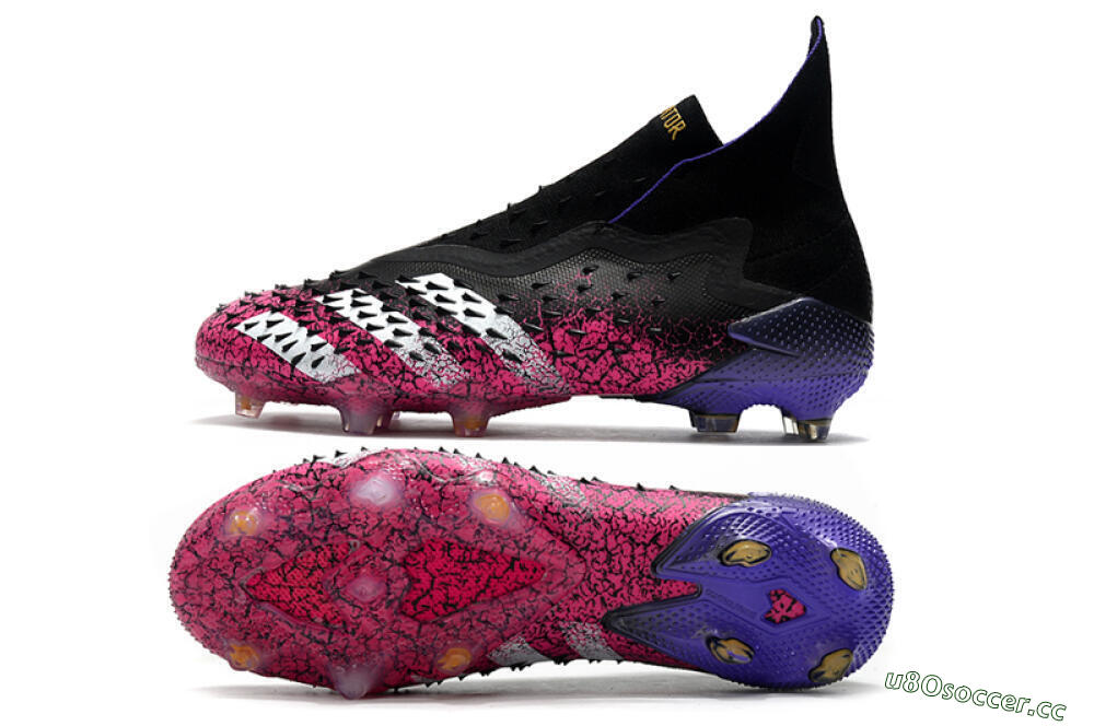 Men's Adidas Predator Freak+ Laceless FG Firm Ground High-Tops Football Boots - Black/White/Red 1