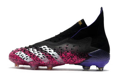 Men's Adidas Predator Freak+ Laceless FG Firm Ground High-Tops Football Boots - Black/White/Red