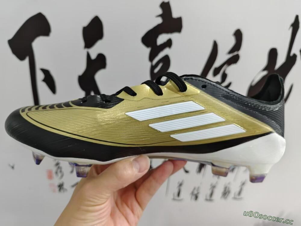 Men's Adidas F50 Adizero Messi FG Firm Ground Low-Tops Football Boots - Gold/White/Black