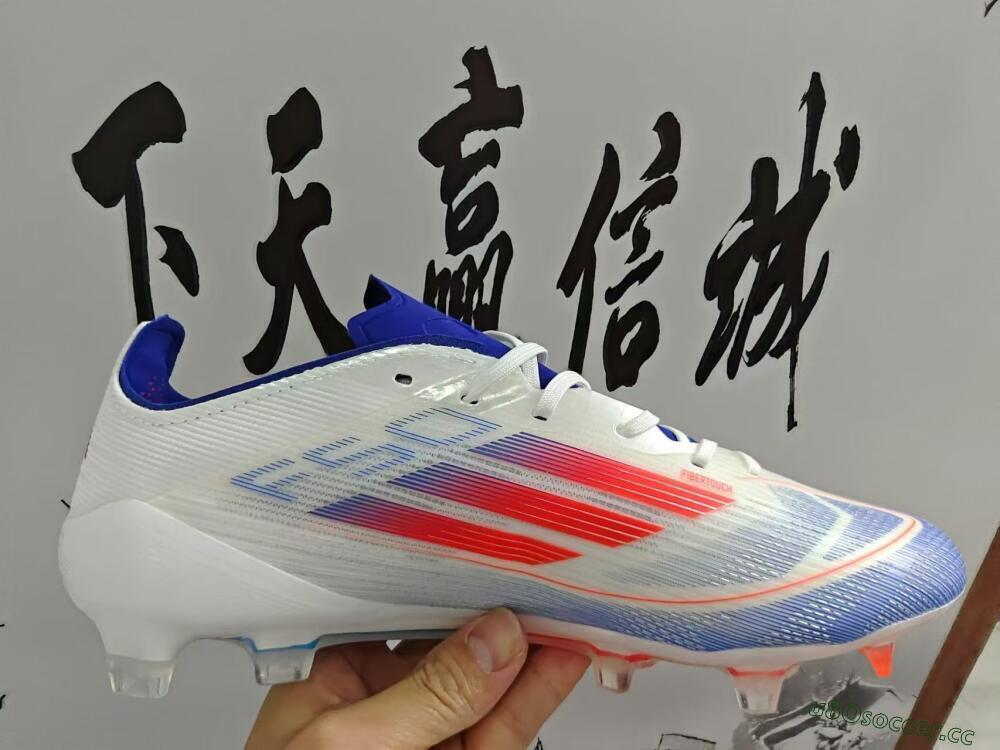Men's Adidas F50 Adizero FG Firm Ground Low-Tops Football Boots - White/Blue/Pink