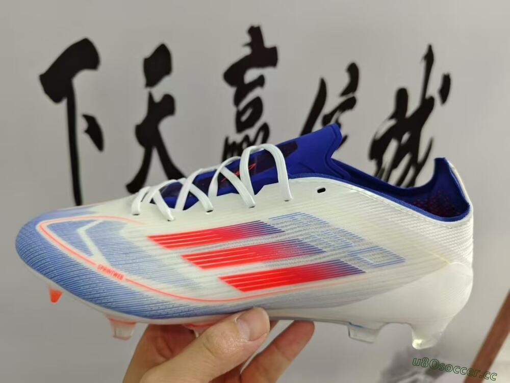 Men's Adidas F50 Adizero FG Firm Ground Low-Tops Football Boots - White/Blue/Pink