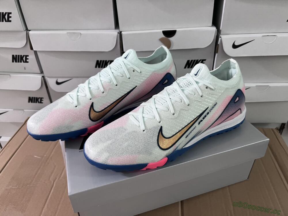 Unisex Nike Air Zoom Mercurial Vapor 16 Elite TF Artificial Turf Low-Tops Football Shoes - White/Pink/Blue