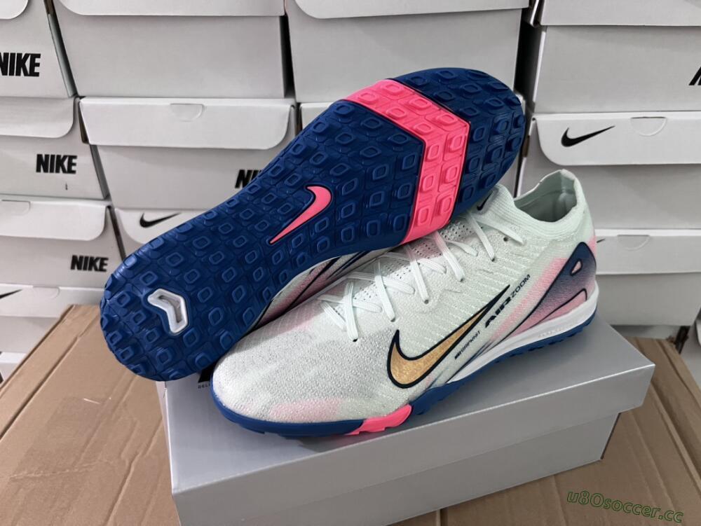 Unisex Nike Air Zoom Mercurial Vapor 16 Elite TF Artificial Turf Low-Tops Football Shoes - White/Pink/Blue