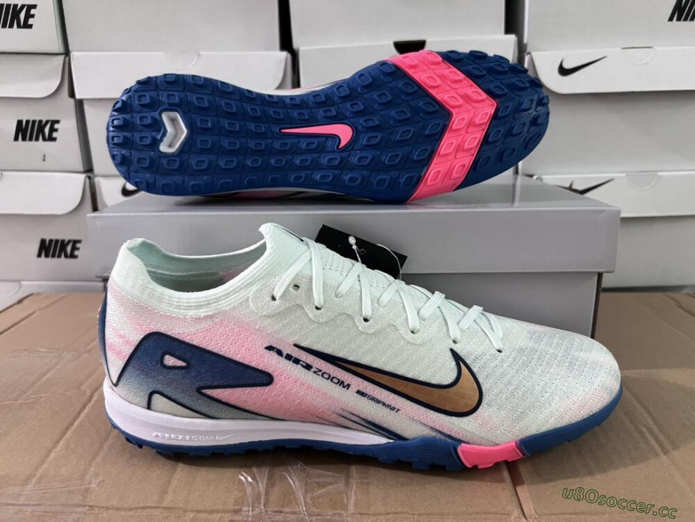 Unisex Nike Air Zoom Mercurial Vapor 16 Elite TF Artificial Turf Low-Tops Football Shoes - White/Pink/Blue