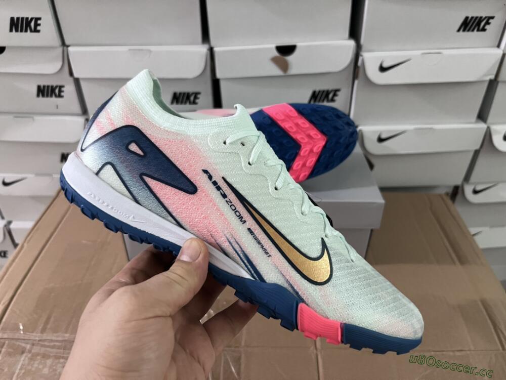 Unisex Nike Air Zoom Mercurial Vapor 16 Elite TF Artificial Turf Low-Tops Football Shoes - White/Pink/Blue