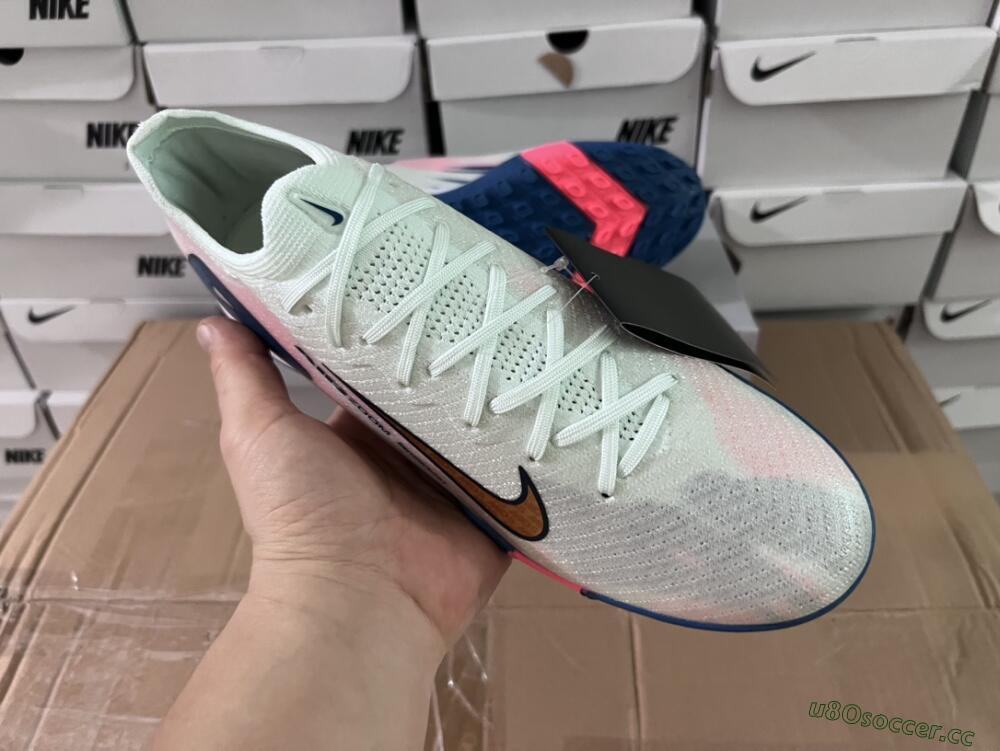 Unisex Nike Air Zoom Mercurial Vapor 16 Elite TF Artificial Turf Low-Tops Football Shoes - White/Pink/Blue
