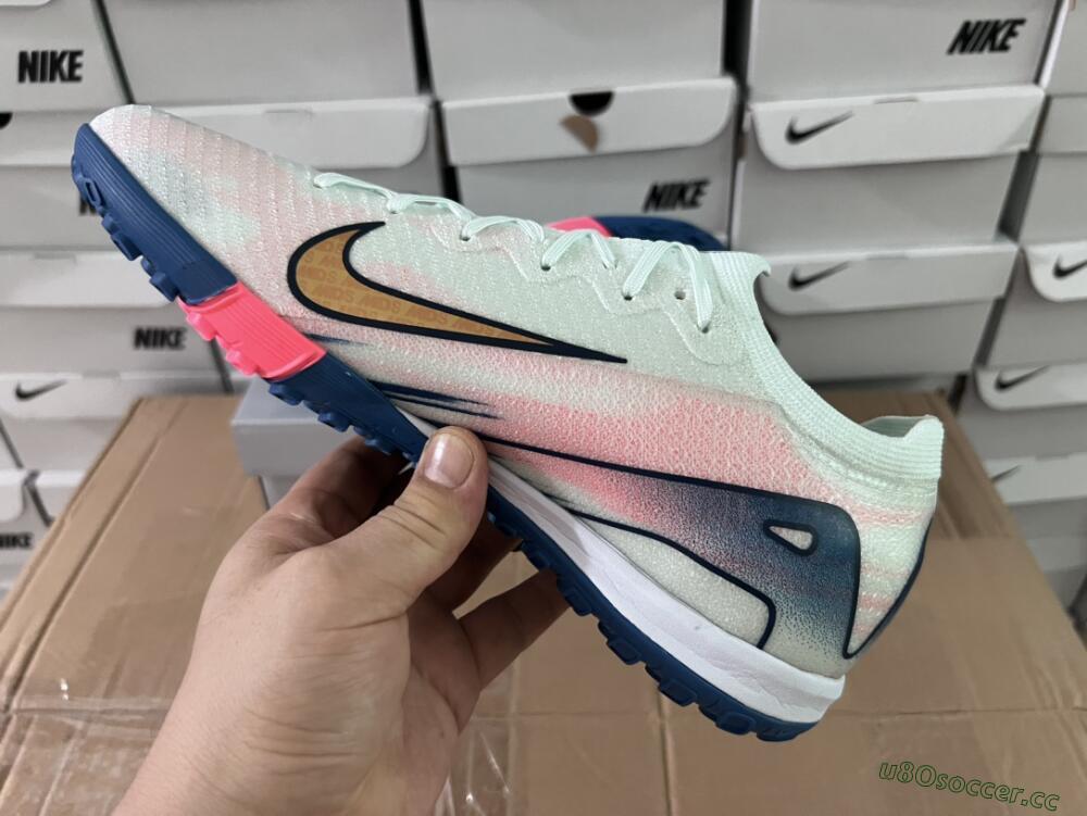 Unisex Nike Air Zoom Mercurial Vapor 16 Elite TF Artificial Turf Low-Tops Football Shoes - White/Pink/Blue