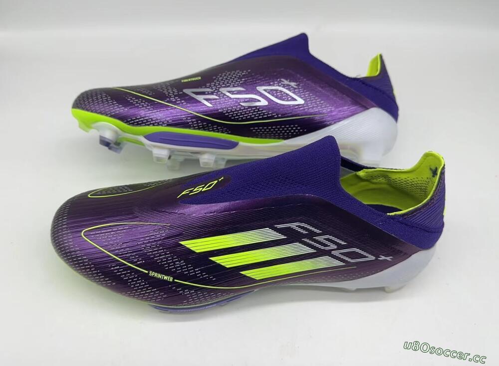 Men's Adidas F50+ Lightstrike Pro FG Firm Ground Low-Tops Football Boots - Purple/Yellow/Blue