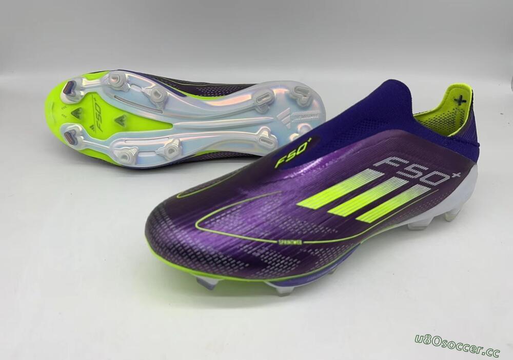 Men's Adidas F50+ Lightstrike Pro FG Firm Ground Low-Tops Football Boots - Purple/Yellow/Blue
