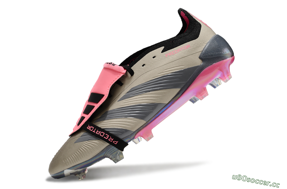 Men's Adidas Predator Elite Foldover Tongue FG Firm Ground Low-Tops Football Boots - Pink/Black/Silver/Gold 5