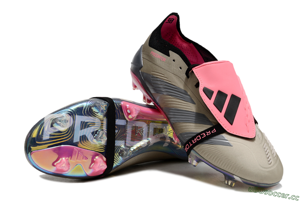 Men's Adidas Predator Elite Foldover Tongue FG Firm Ground Low-Tops Football Boots - Pink/Black/Silver/Gold 3