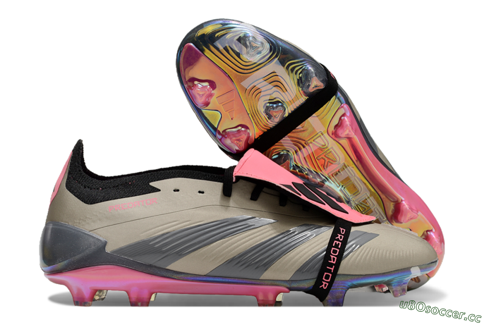 Men's Adidas Predator Elite Foldover Tongue FG Firm Ground Low-Tops Football Boots - Pink/Black/Silver/Gold 2