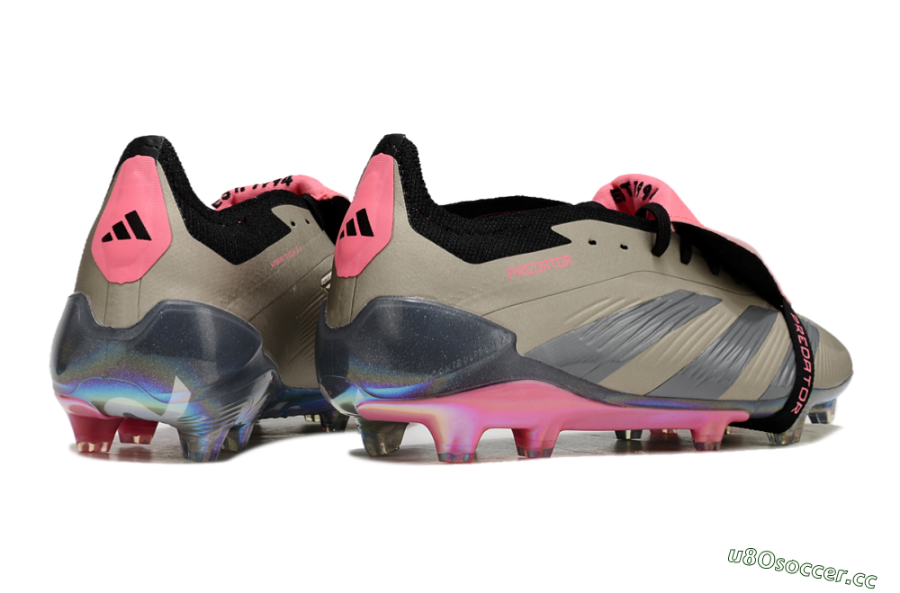 Men's Adidas Predator Elite Foldover Tongue FG Firm Ground Low-Tops Football Boots - Pink/Black/Silver/Gold 6