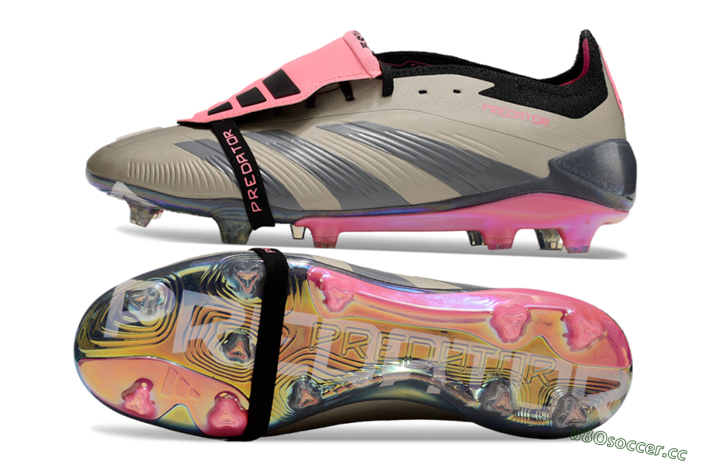 Men's Adidas Predator Elite Foldover Tongue FG Firm Ground Low-Tops Football Boots - Pink/Black/Silver/Gold 1