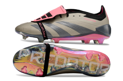 Men's Adidas Predator Elite Foldover Tongue FG Firm Ground Low-Tops Football Boots - Pink/Black/Silver/Gold