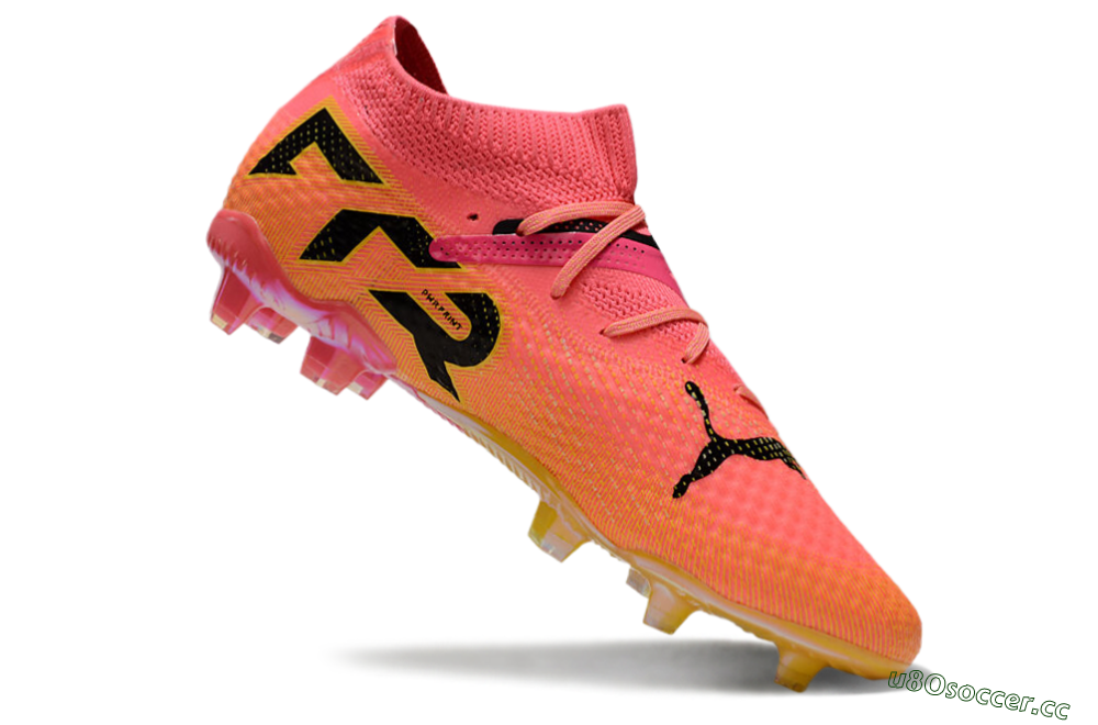 Men's Puma Future Ultimate FG Firm Ground Low-Tops Football Boots - Pink/Yellow/Black 4