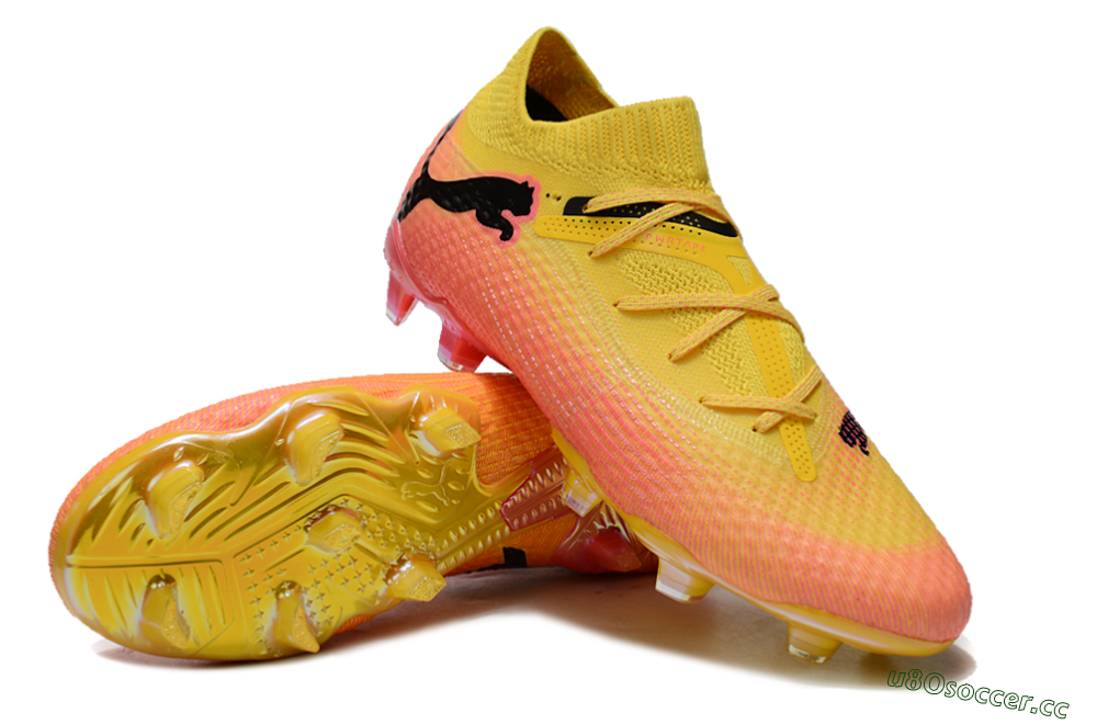 Men's Puma Future Ultimate FG Firm Ground Low-Tops Football Boots - Pink/Yellow/Black 3