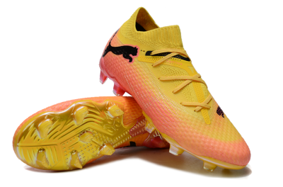 Men's Puma Future Ultimate FG Firm Ground Low-Tops Football Boots - Pink/Yellow/Black