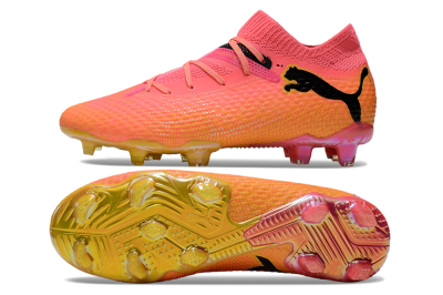 Men's Puma Future Ultimate FG Firm Ground Low-Tops Football Boots - Pink/Yellow/Black