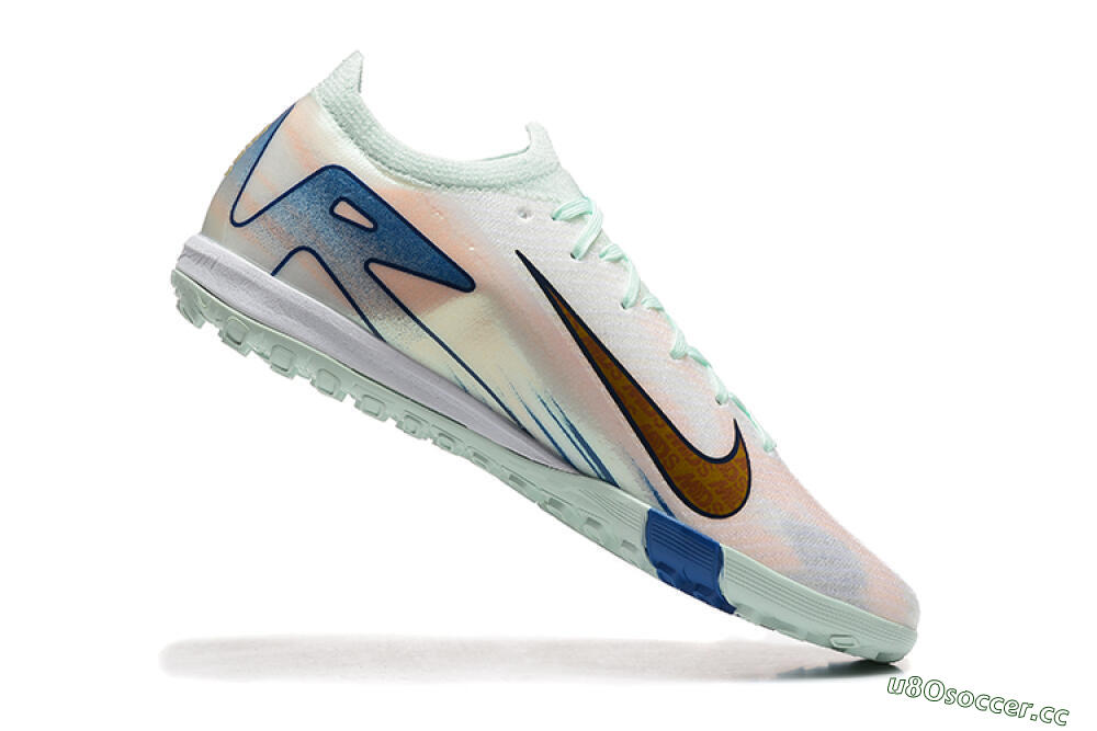 Men's Nike Air Zoom Mercurial Vapor 16 Elite TF Artificial Turf Low-Tops Football Shoes - Jade/Blue/Gold 7