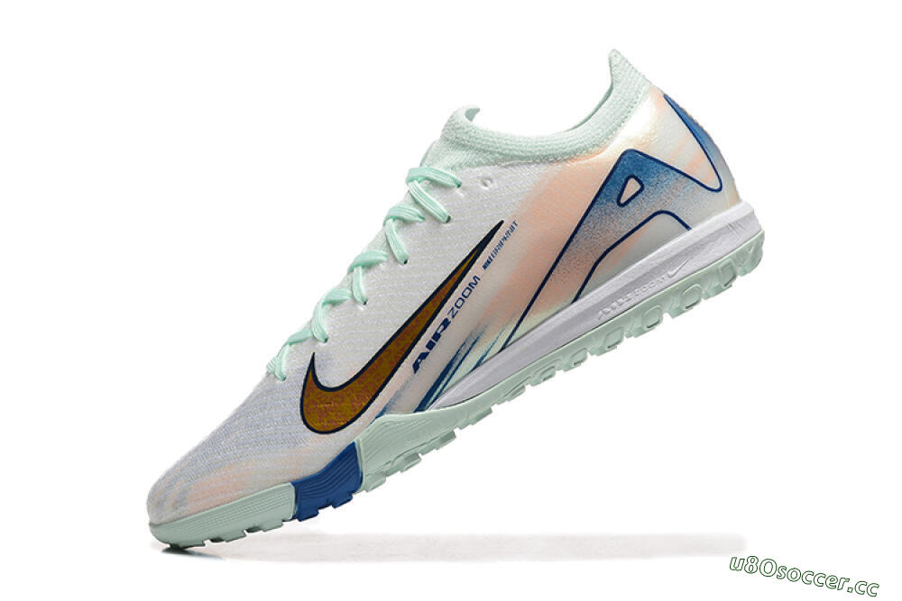 Men's Nike Air Zoom Mercurial Vapor 16 Elite TF Artificial Turf Low-Tops Football Shoes - Jade/Blue/Gold 8
