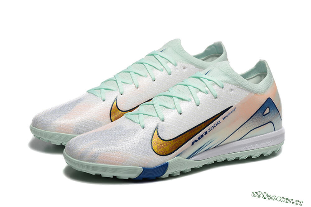 Men's Nike Air Zoom Mercurial Vapor 16 Elite TF Artificial Turf Low-Tops Football Shoes - Jade/Blue/Gold 5