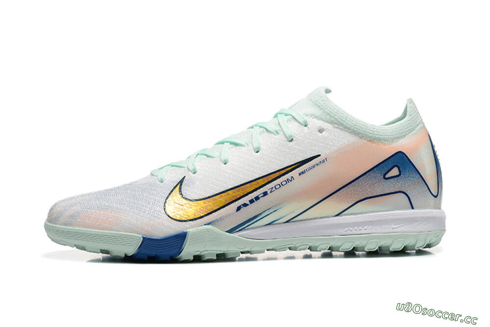 Men's Nike Air Zoom Mercurial Vapor 16 Elite TF Artificial Turf Low-Tops Football Shoes - Jade/Blue/Gold 0