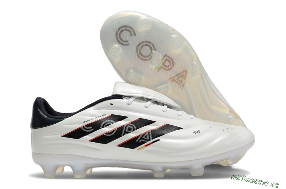 Men's Adidas Copa Pure 2 Elite FG Firm Ground Low-Tops Football Boots - White/Black/Red 2