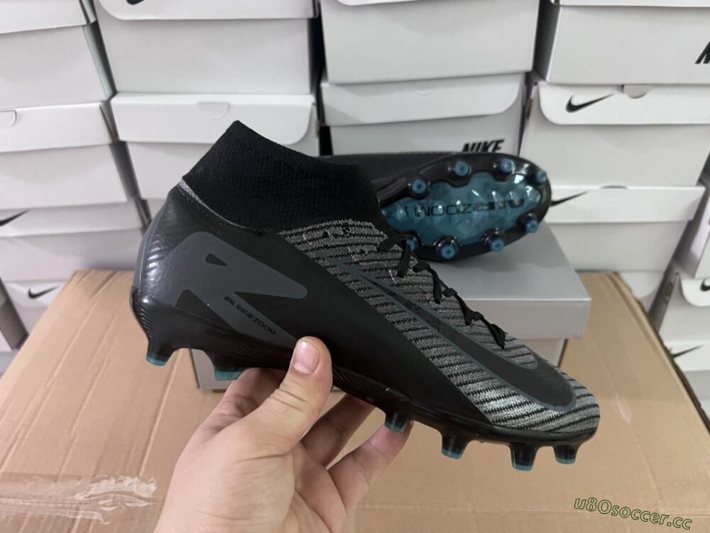 Unisex Nike Air Zoom Mercurial Superfly 10 Elite AG Artificial Grass High-Tops Football Boots - Blue/Silver/Jade