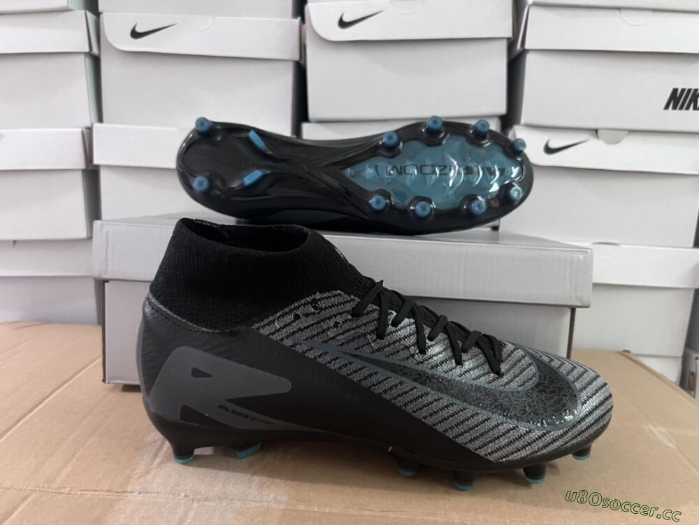 Unisex Nike Air Zoom Mercurial Superfly 10 Elite AG Artificial Grass High-Tops Football Boots - Blue/Silver/Jade