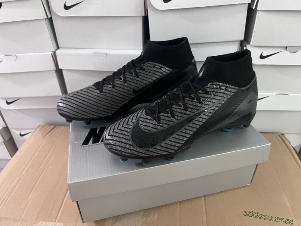 Unisex Nike Air Zoom Mercurial Superfly 10 Elite AG Artificial Grass High-Tops Football Boots - Blue/Silver/Jade