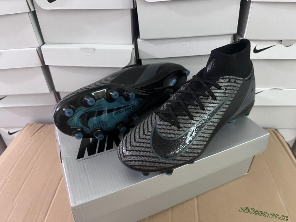 Unisex Nike Air Zoom Mercurial Superfly 10 Elite AG Artificial Grass High-Tops Football Boots - Blue/Silver/Jade