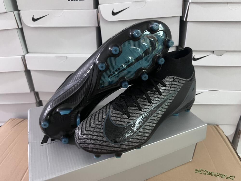 Unisex Nike Air Zoom Mercurial Superfly 10 Elite AG Artificial Grass High-Tops Football Boots - Blue/Silver/Jade