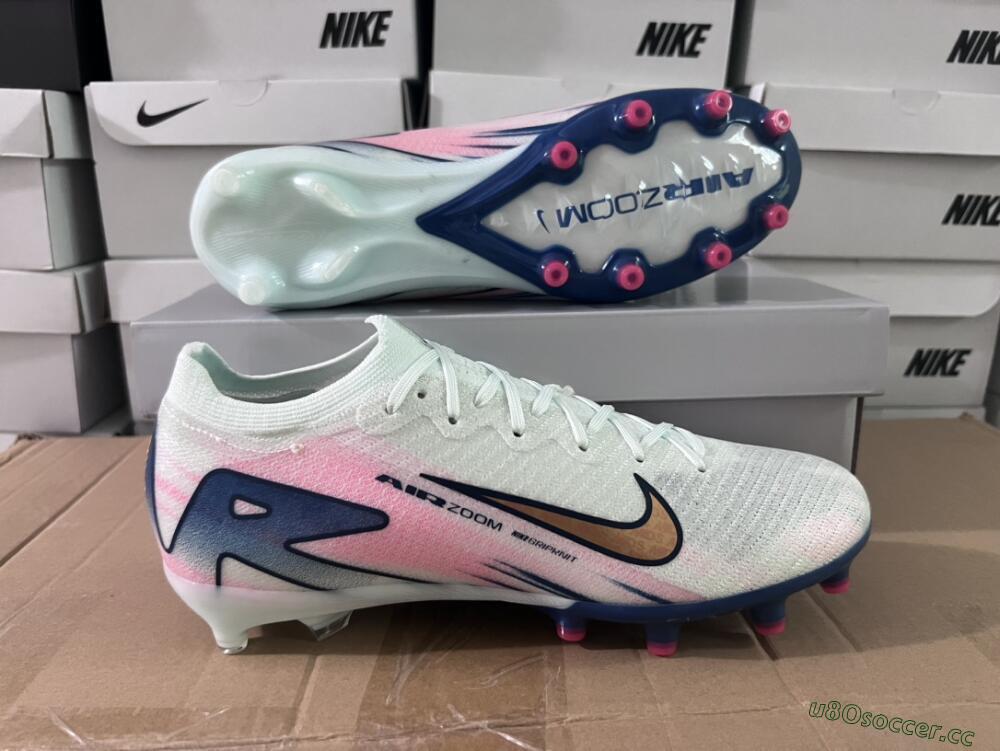 Unisex Nike Air Zoom Mercurial Vapor 16 Elite AG Artificial Grass Low-Tops Football Boots - Jade/Yellow/Pink/Blue
