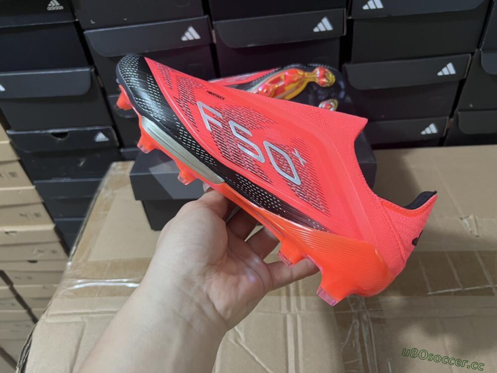 Unisex Adidas F50+ Lightstrike Pro Laceless FG Firm Ground Low-Tops Football Boots - Red/Black/Silver