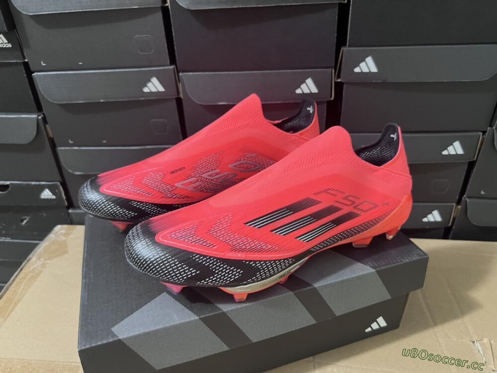 Unisex Adidas F50+ Lightstrike Pro Laceless FG Firm Ground Low-Tops Football Boots - Red/Black/Silver