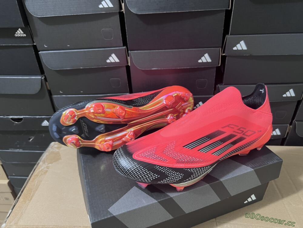 Unisex Adidas F50+ Lightstrike Pro Laceless FG Firm Ground Low-Tops Football Boots - Red/Black/Silver